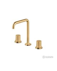 Μπαταρία Νιπτήρα Επικαθήμενη 3 οπών με Βαλβίδα Clic-Clac OSO Eurorama Brushed Gold 178331-201