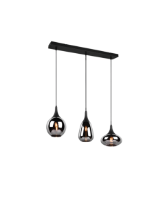 Φωτιστικό Κρεμαστό Μοντέρνο Τρίφωτο Ράγα 3xE14 Μαύρο Χρώμα Trio Lighting Lumina 317000332