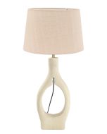 TLI 6336 40BG ΕΠΙΤΡΑΠΕΖΙΑ ΛΑΜΠΑ ΞΥΛΙΝΗ ΛΕΥΚΗ  ΣΤΡΟΓΓΥΛΗ ΨΙΛΗ ΜΕ ΑΜΠΑΖΟΥΡ ΜΠΕΖ 1ΧΕ27 ARlight 02010042