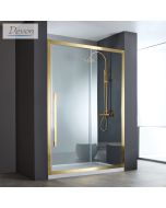 Συρόμενη πόρτα καμπίνας ντουζιέρας Noxx 140 ύψους 200εκ.  ρυθμιζόμενη από 137 έως 139εκ. Devon Clean Glass AISI304 PVD Gold Brushed SLN140C-211