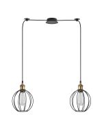 SE21-BR-10-BL2-GR2 MAGNUM Bronze Metal Pendant Black Metal Grid with Black Fabric Cable+ HOMELIGHTING 77-8713