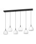 Κρεμαστό Φωτιστικό L144,5xH150cm Εξάφωτη Ράγα 6xE27 Μέταλλο Μαύρο-Λευκό Οπάλ Γυαλί Eglo Balmes 390203